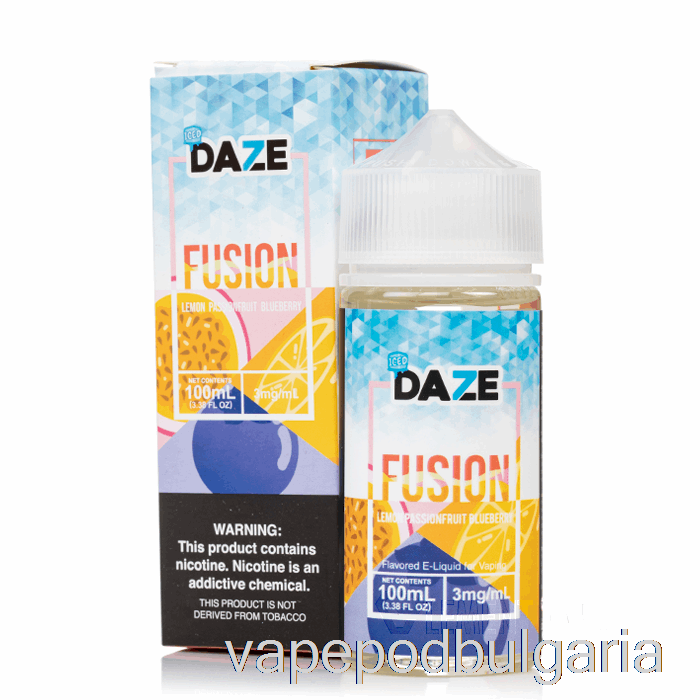 Vape 10000 Дръпки Iced Lemon Passionfruit Blueberry - 7 Daze Fusion - 100ml 0mg